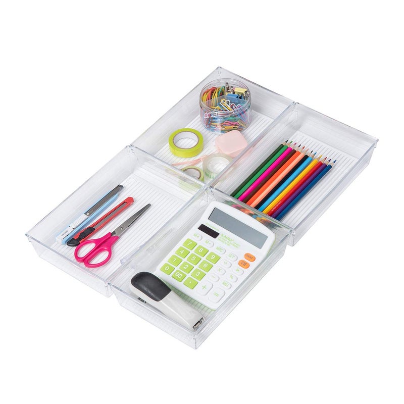 Backerysupply Clear Plastic Drawer Organizer Tray for Vanity Cabinet (9"Ã—6"Ã—2" Set of 4) For Office Bathroom Makeup Drawers - Image 2